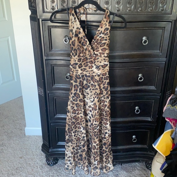 Rabbit Rabbit Rabbit Leopard Print Halter Chiffon Dress Size 10 - Picture 1 of 6
